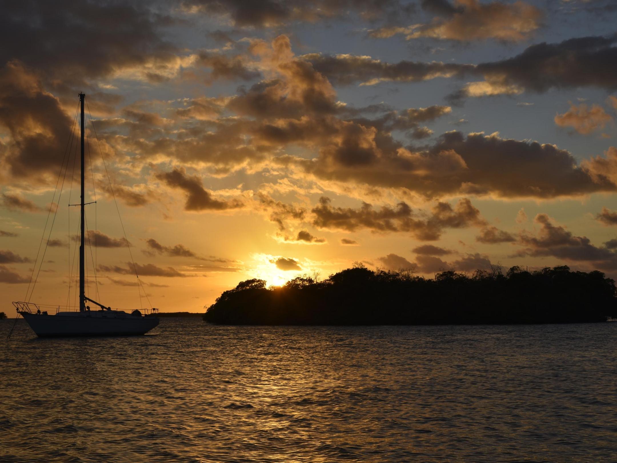 The sun setting over the ocean around Puerto Rico